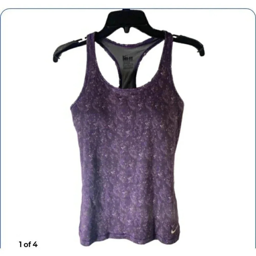 Nike Dri-Fit Purple Diamond pattern tank top with built-in bra Size M